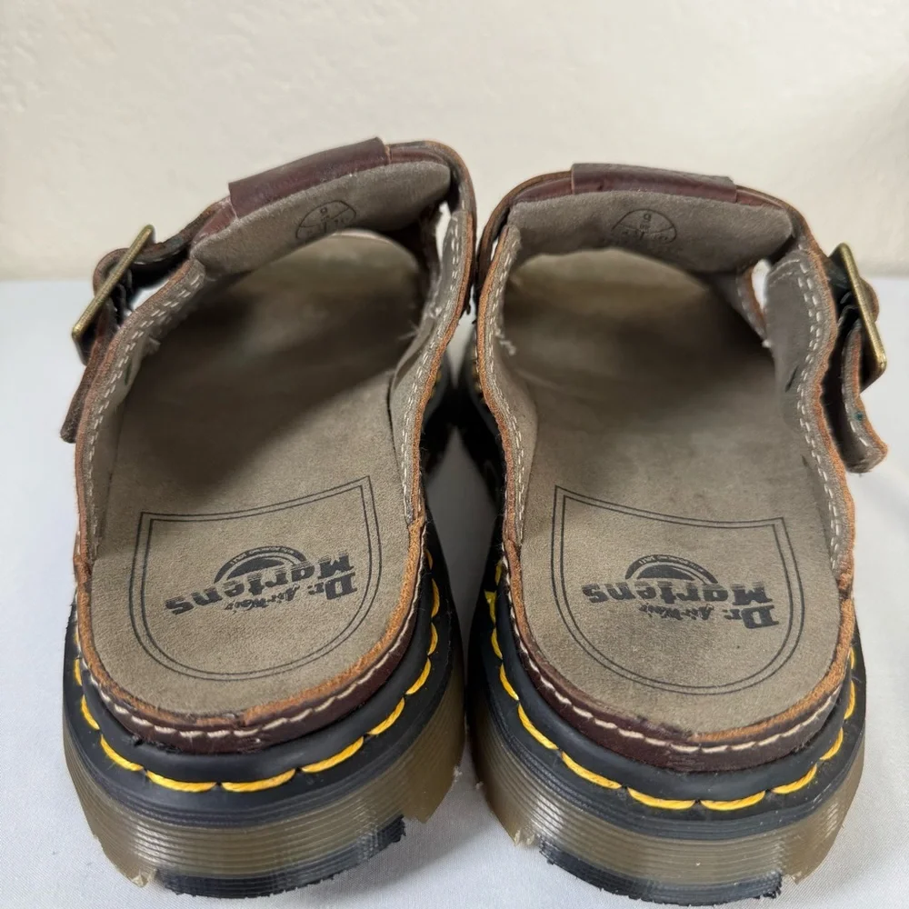 Vintage Dr. Doc Martens 8A59 Fisherman Sandals Chunky Buckle Strap Brown Slides